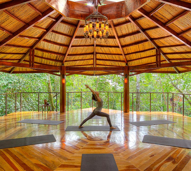 woman in yoga pavilion nayara springs
